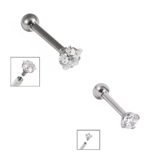Initial Piercing - Titanium Claw set crystal micro barbells - Pic&Mix The Body Jewellery Shop