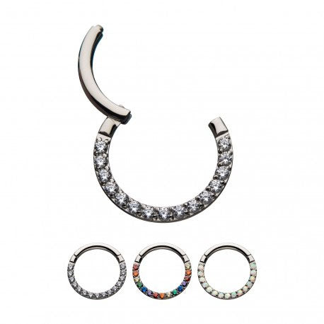 Initial Piercing  - Crystal Hinged Ring - Pic&Mix The Body Jewellery Shop