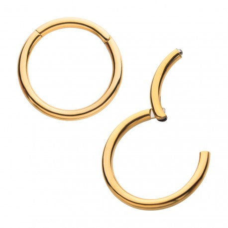 Initial Piercing  - 24k Gold pvd hinged ring 1.2mm - Pic&Mix The Body Jewellery Shop