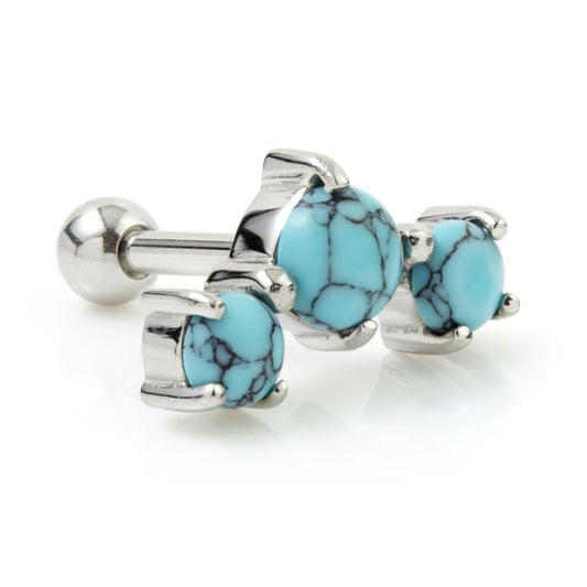 Turquoise triple gem Micro bar - Pic&Mix The Body Jewellery Shop
