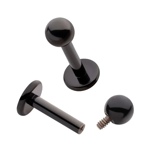 Initial Piercing  - Labret bar 3mm Black PVD Internal Thread - Pic&Mix The Body Jewellery Shop