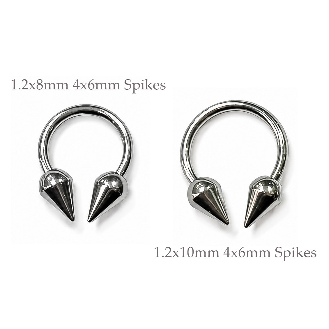 1.2mm Circular Barbell with External Thread Spikes – Surgical Steel Horseshoe Piercing Ring