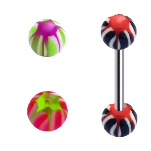 316L Surgical Steel Tongue Starprint barbell – Vibrant Glow Piercing Jewellery