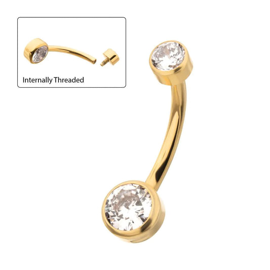 Initial Piercing  - Mini Belly bar 24k Gold plated - Pic&Mix The Body Jewellery Shop