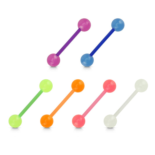Multi Pack of 6 Barbells - Bio flex Glow in the Dark - Pic&Mix The Body Jewellery Shop