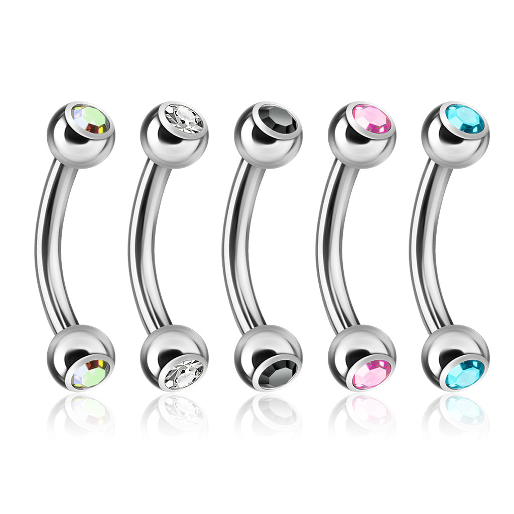 Multi Pack of 5 crystal Eyebrow bars - Pic&Mix The Body Jewellery Shop