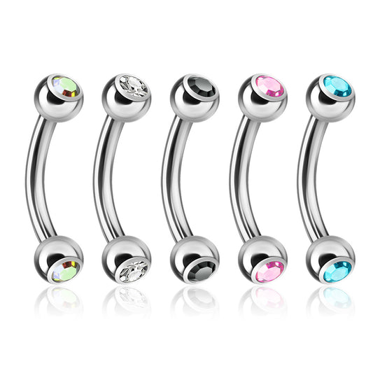 Multi Pack of 5 crystal Eyebrow bars - Pic&Mix The Body Jewellery Shop