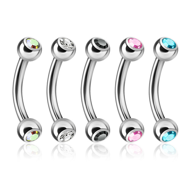 Multi Pack of 5 crystal Eyebrow bars