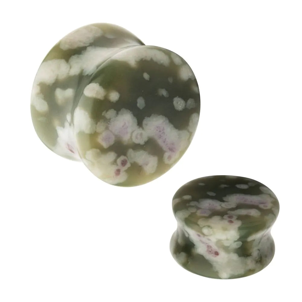 Lucky Jade Stone Concave Double Flare Plug - Pic&Mix The Body Jewellery Shop
