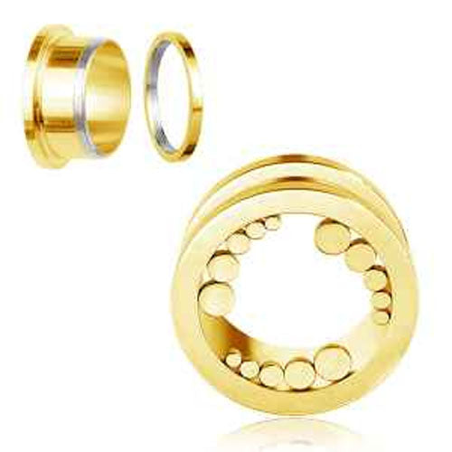 316L Gold PVD Bubbles two piece tunnels - Pic&Mix The Body Jewellery Shop