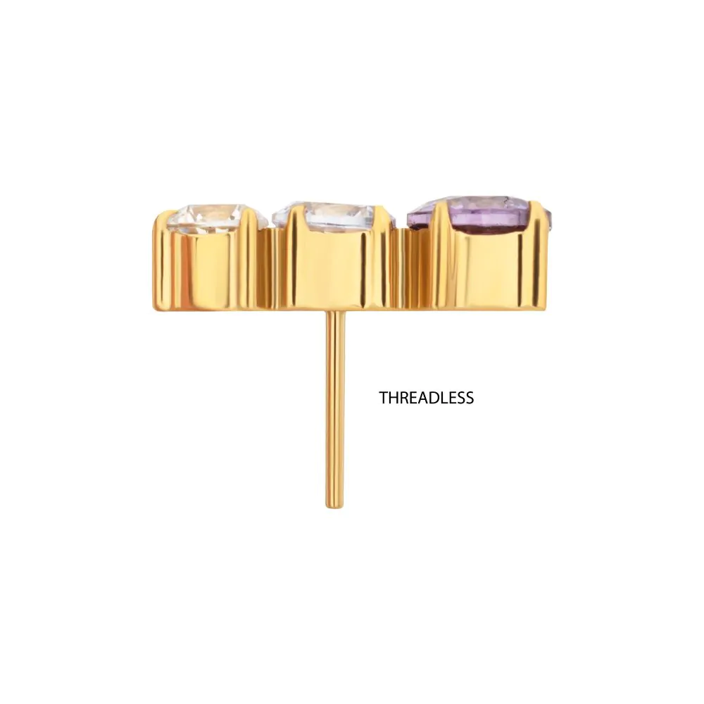 24Kt Gold PVD Titanium Threadless "Radiant Arc" Prong Set Gem labret - Pic&Mix The Body Jewellery Shop