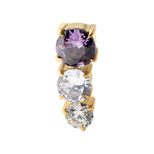 24Kt Gold PVD Titanium Threadless "Radiant Arc" Prong Set Gem labret - Pic&Mix The Body Jewellery Shop