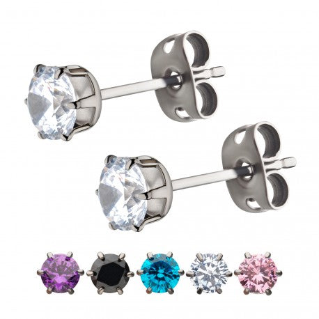Initial Piercing  - Synthetic opal or crystal earrings - Pic&Mix The Body Jewellery Shop