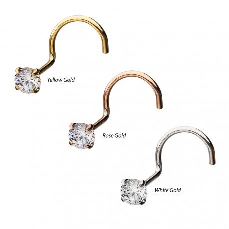 Initial Piercing  - 14ct Rose or Yellow Gold Nose screw - Pic&Mix The Body Jewellery Shop