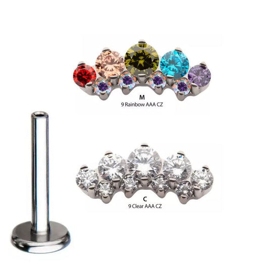 Initial Piercing  - Synethtic opal 2 row Gem Arc Labret - Pic&Mix The Body Jewellery Shop
