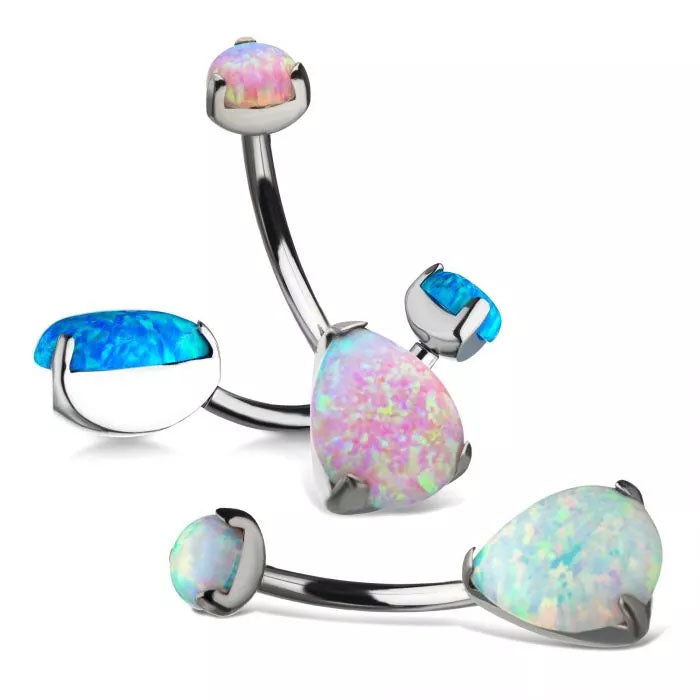 Synthetic opal claw set tear drop belly