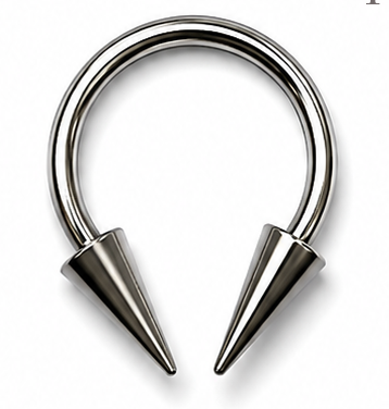 1.2mm Circular Barbell with External Thread Spikes – Surgical Steel Horseshoe Piercing Ring