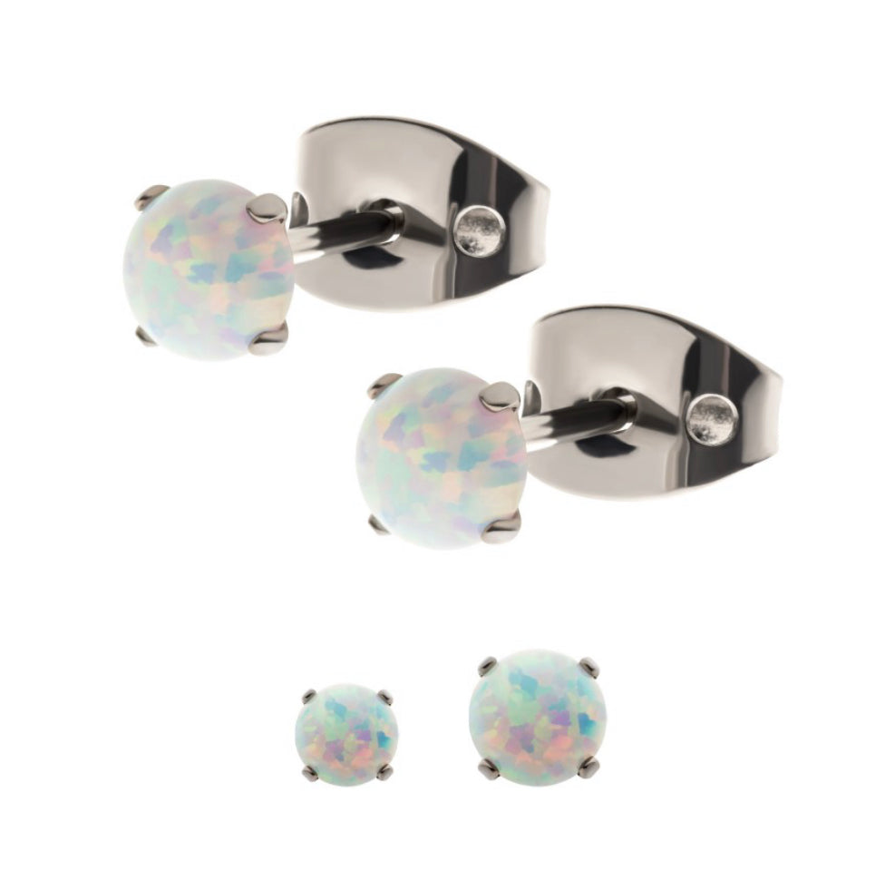Initial Piercing  - Synthetic opal or crystal earrings - Pic&Mix The Body Jewellery Shop