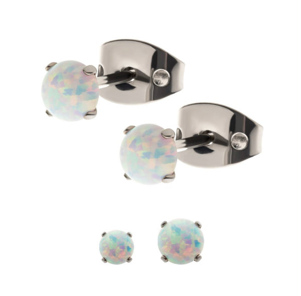 Initial Piercing  - Synthetic opal or crystal earrings