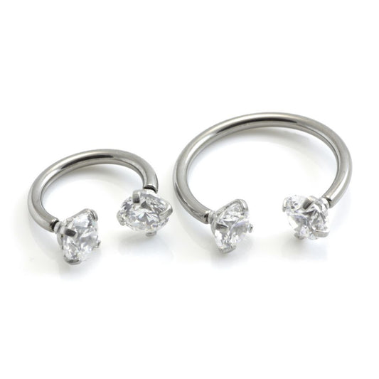 Prong Set Round CZ Internally Threaded 316L Surgical Steel Circular Barbell/Horseshoe - Pic&Mix The Body Jewellery Shop