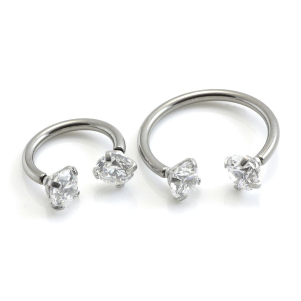 Prong Set Round CZ Internally Threaded 316L Surgical Steel Circular Barbell/Horseshoe