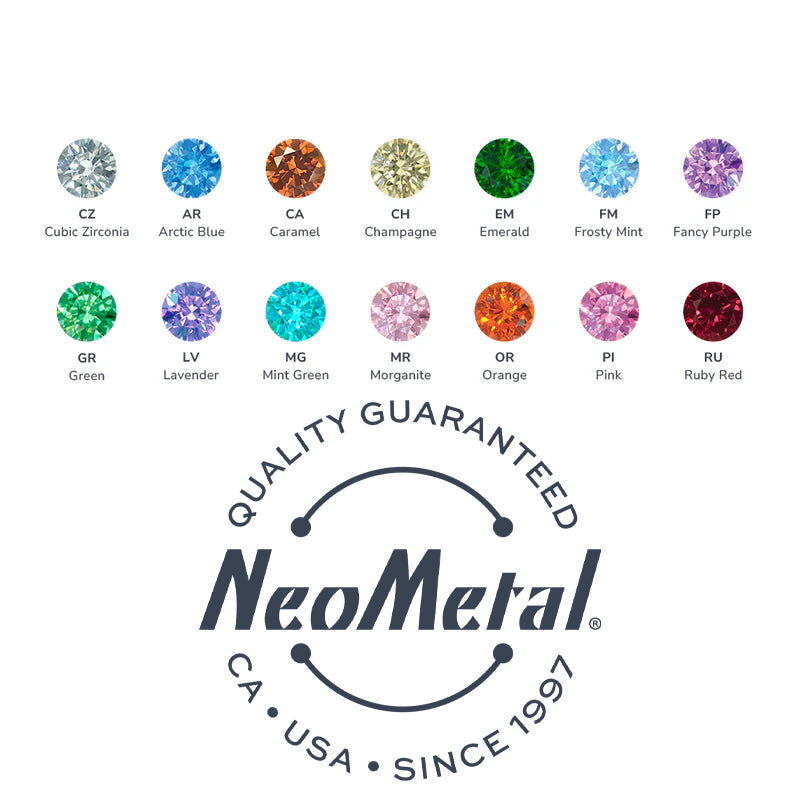 Titanium Baguette Cut Prong Gem Labret - Neometal