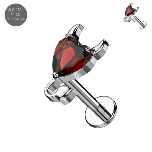 Devil Heart High Polish Titanium Threadless Labret 1.2x8mm