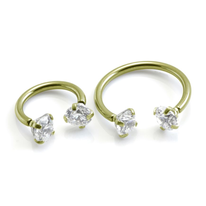Prong Set Round CZ Internally Threaded 316L Surgical Steel Circular Barbell/Horseshoe - Pic&Mix The Body Jewellery Shop
