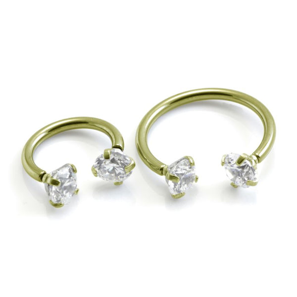 Prong Set Round CZ Internally Threaded 316L Surgical Steel Circular Barbell/Horseshoe
