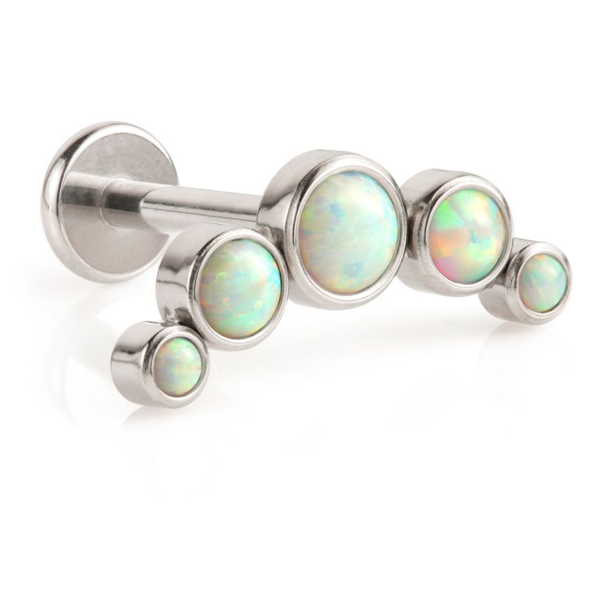 TI INTERNAL LABRET WITH OPAL CRESCENT ATTACHMENT - Pic&Mix The Body Jewellery Shop