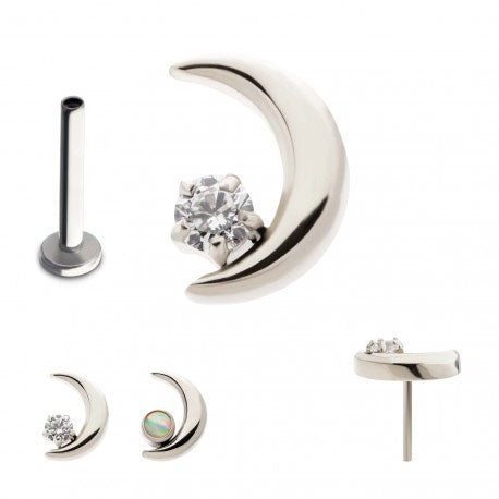 Crystal or opal quarter moon Labret