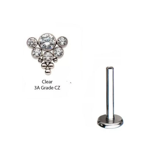 Initial Piercing  Initial Piercing - Crystal Clustered beads Labret - Pic&Mix The Body Jewellery Shop