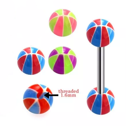 316L Surgical Steel two colour beach ball Barbell  – Vibrant Glow Piercing Jewellery