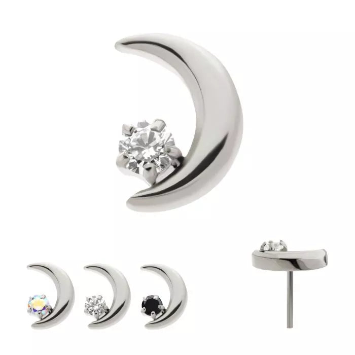 Crystal or opal quarter moon Labret