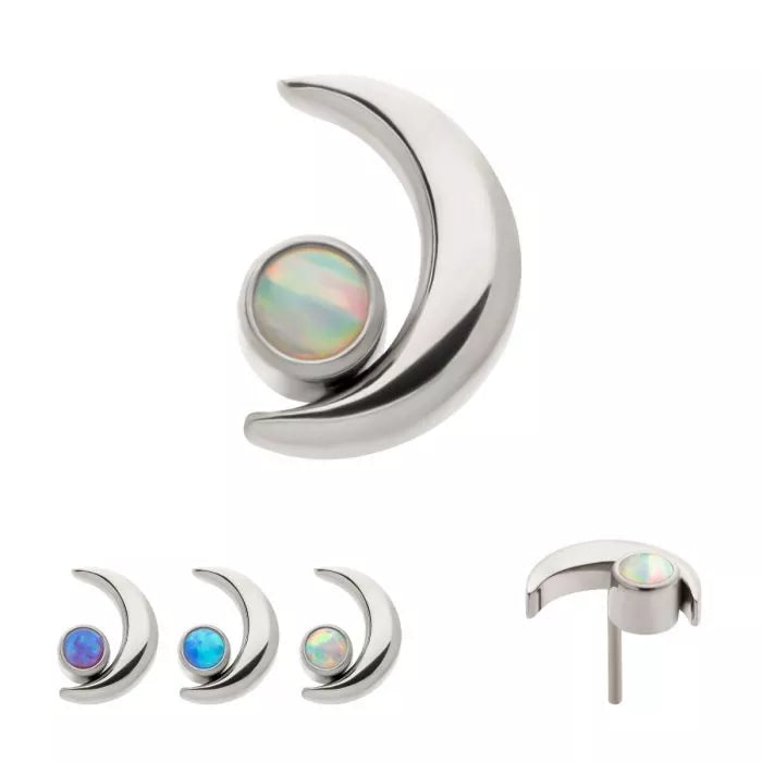 Crystal or opal quarter moon Labret