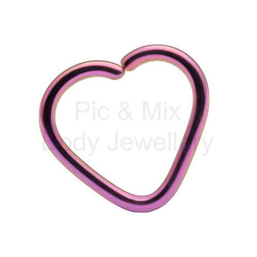 Titanium Daith Heart 1.2x10mm - assorted colours