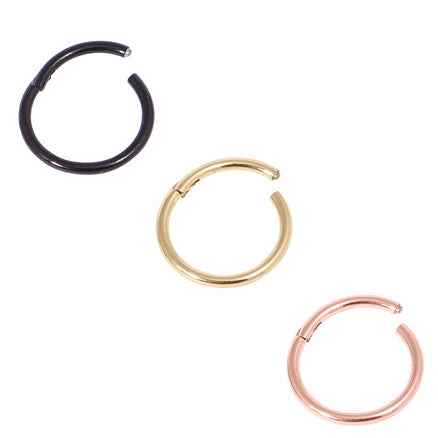 Surgical Steel hinged rings - assorted colours 0.8mm