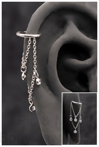 Surgical steel Hinged cartilage ring 1.2x8mm - Pic&Mix The Body Jewellery Shop