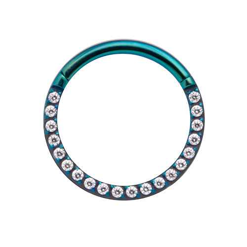 Titanium septum/daith ring with clear crystals