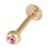 Zircon gold steel labret bar 1.2x6 or 8mm - Pic&Mix The Body Jewellery Shop
