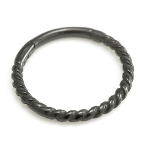 Black steel Conch hinged ring  - 1.2x6mm or 12mm - Pic&Mix The Body Jewellery Shop