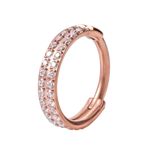 Rose gold coloured Titanium 1.2x8 or 10mm hinged ring - Pic&Mix The Body Jewellery Shop
