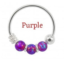 Sterling Silver Nose  ring - Synthetic opal ball - Pic&Mix The Body Jewellery Shop