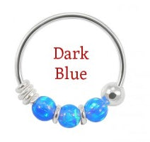 Sterling Silver Nose  ring - Synthetic opal ball - Pic&Mix The Body Jewellery Shop