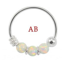 Sterling Silver Nose  ring - Synthetic opal ball - Pic&Mix The Body Jewellery Shop