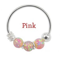 Sterling Silver Nose  ring - Synthetic opal ball - Pic&Mix The Body Jewellery Shop