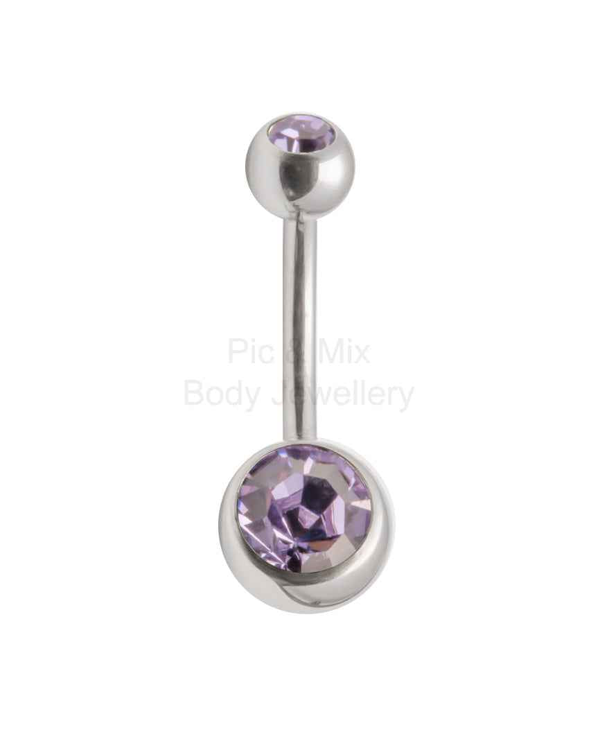 Double Gem belly bar - 1.6 x 12mm