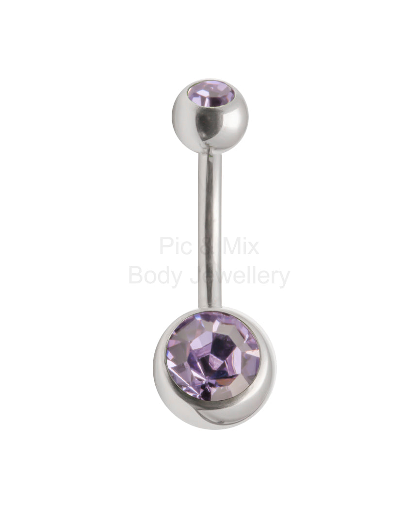 Double Gem belly bar - 1.6 x 6mm - Pic&Mix The Body Jewellery Shop