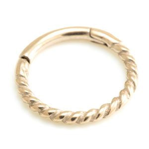 Zircon gold 316L surgical steel hinged rope ring - Pic&Mix The Body Jewellery Shop