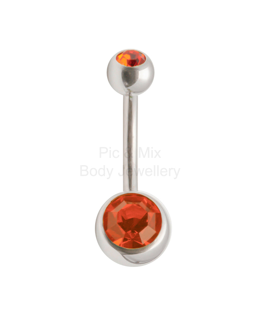 Double Gem belly bar - 1.6 x 6mm - Pic&Mix The Body Jewellery Shop
